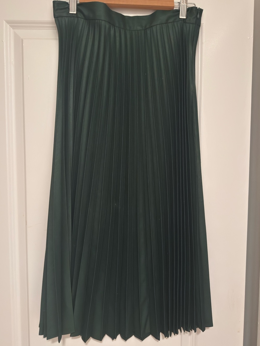 Zara Dark Green Pleated Midi Skirt - Size L